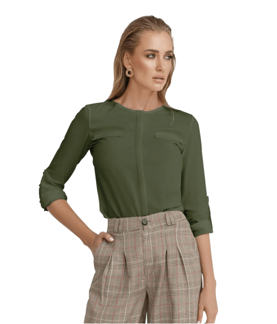 Blouse Olive Without Collar